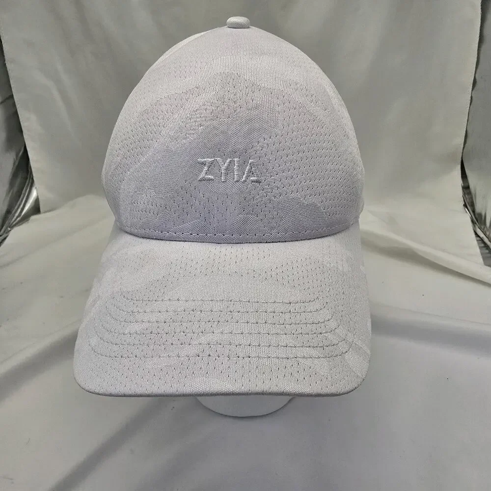 Zyia Active Embroidered Mesh Fitted Hat Womens OS White Camo Polyester Workout